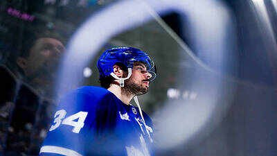 Auston Matthews #34 of the Toronto Maple Leafs warms up before playing against the Anaheim Ducks at the Scotiabank Arena on March 12, 2026 in Toronto, Ontario, Canada. (Photo by Mark Blinch/NHLI via Getty Images) NHL Trade Rumor: Toronto Maple Leafs could face difficult decision over future of $53 million franchise captain