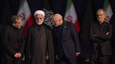Officials including Iranian Parliament Speaker Mohammad Bagher Ghalibaf, Chief Justice Gholam-Hossein Mohseni-Eje'i, Iranian President Masoud Pezeshkian, Foreign Minister Abbas Araghchi (Reuters image) Iran hardliners accuse leaders of 'soft coup' as US truce comes under fresh strain: Report