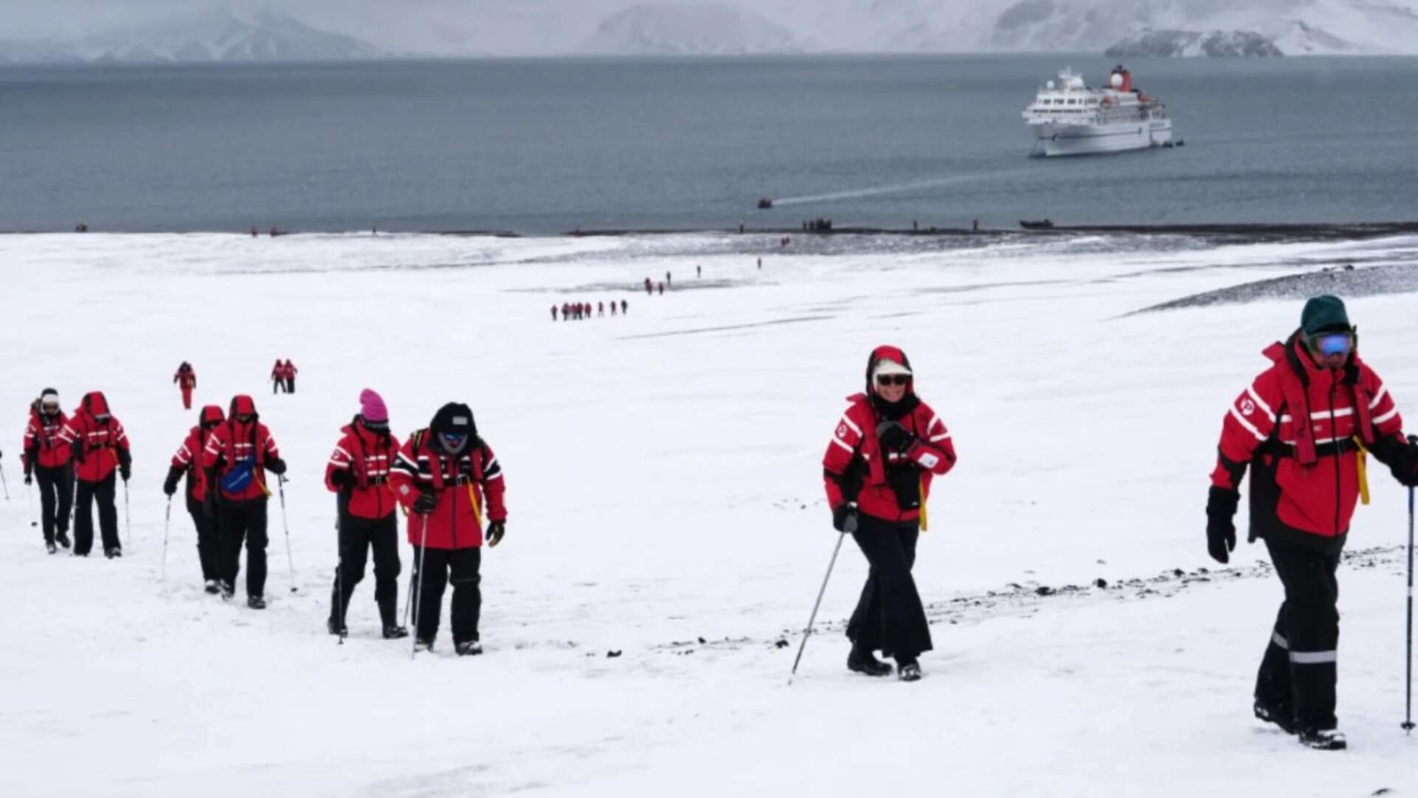 Passengers walk inside the volcano at Deception Island (AP file photo)