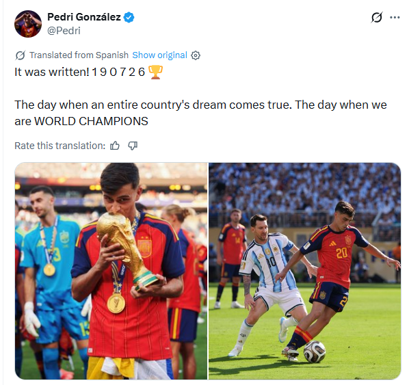 ​Pedri González post