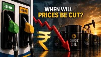 When will state-run oil marketing companies like Indian Oil Corporation, Hindustan Petroleum, and Bharat Petroleum cut rates? (AI image) Oil slips to pre-Iran war levels: Is a petrol, diesel price cut coming?