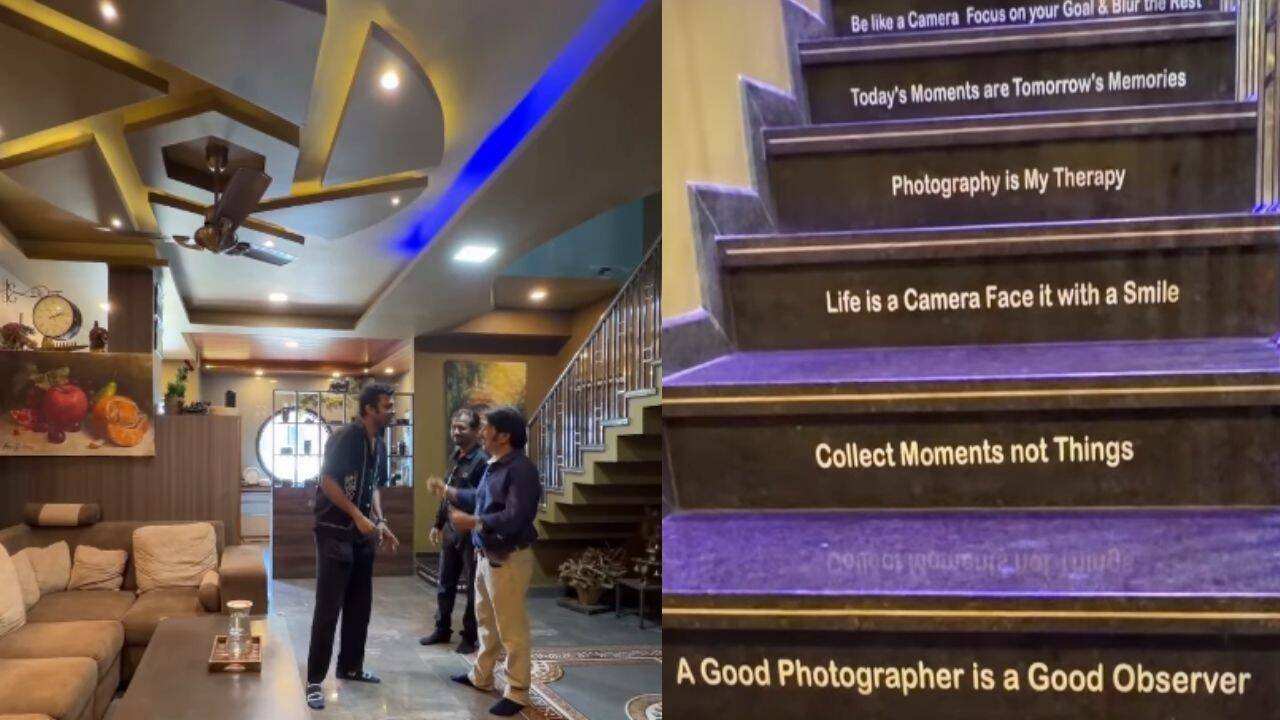 Photography inspired lines written on stairs