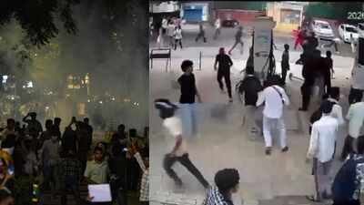 Protesters allegedly hurled stones and bottles at security personnel deployed near Tolstoy Marg Tear gas, stones, bottles: Video shows late-night clash during CJP protest in Delhi