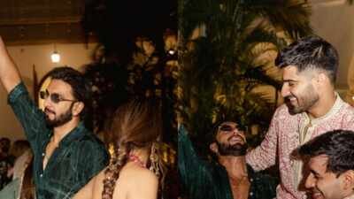 Ranveer Singh dances at a family wedding, carries the groom in VIRAL PICS, looks dapper in a green kurta - WATCH VIDEO