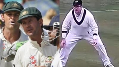 Ricky Ponting during the Sydney Test in 2008 and Brian Devine. (X Images)