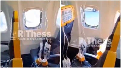 The passenger was on a flight from Thessaloniki in Greece to Memmingen in Germany when the incident occurred Passenger nearly pulled out of Ryanair plane after cabin window breaks mid-flight