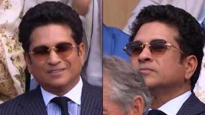 Sachin Tendulkar (Screengrabs) Watch: Sachin Tendulkar, hailed as 'perhaps the greatest batsman of all time', spotted at Wimbledon semi-final