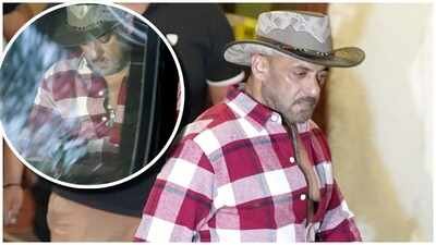 Salman Khan spotted in Bandra in a new cowboy-inspired cowboy look. Fans notice the turquoise pendant in neck. Salman Khan wins the internet with his new cowboy avatar; rocks a turquoise pendant matching his famous bracelet - Watch