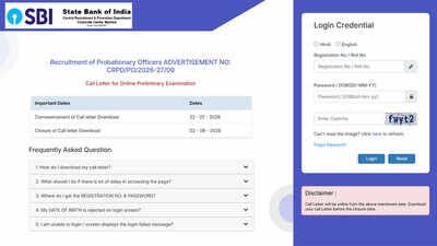 SBI PO Admit card 2026 released at sbi.bank.in; Prelims hall tickets available for 1,500 vacancies: Direct link