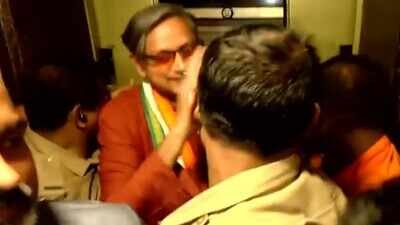 The incident occured at a hotel in Thiruvananthapuram Watch: Shashi Tharoor rescued after Kerala hotel lift gets stuck