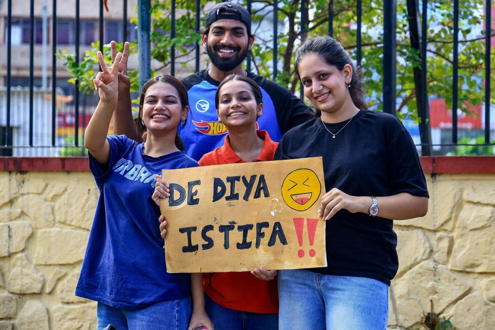 Students celebrating the victory after Pradhan's resignation (Image/PTI)