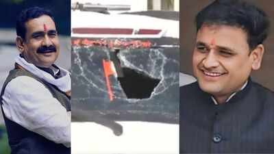 Supporters of Narottam Mishra (L) protested the BJP's decision to deny him a ticket after the party announced Ashutosh Tiwari (R) as their candidate for the Datia by-election. 'Stone pelting, tear gas, highway blockade': Protest erupts after BJP denies Narottam Mishra Datia bypoll ticket