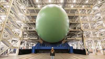 The completed bow section of the future USS District of Columbia, pictured indoors for the first time. Photo from Ashley Cowan's LinkedIn. USS Columbia: The US nuclear submarine built to run 42 years without reactor refueling
