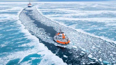The station will drift with sea ice while an international team of scientists collects more than 10,000 samples. (Picture: Tara Ocean Foundation) A floating 'igloo' research station has left France for the Arctic, where it will drift with polar ice to study climate change and life in one of Earth’s harshest environments