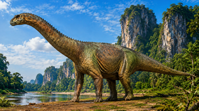 Image: AI Generated This 143 million-year-old giant dinosaur Uragasaurus, discovered from a single tiny bone in Thailand can rewrite parts of Jurassic history