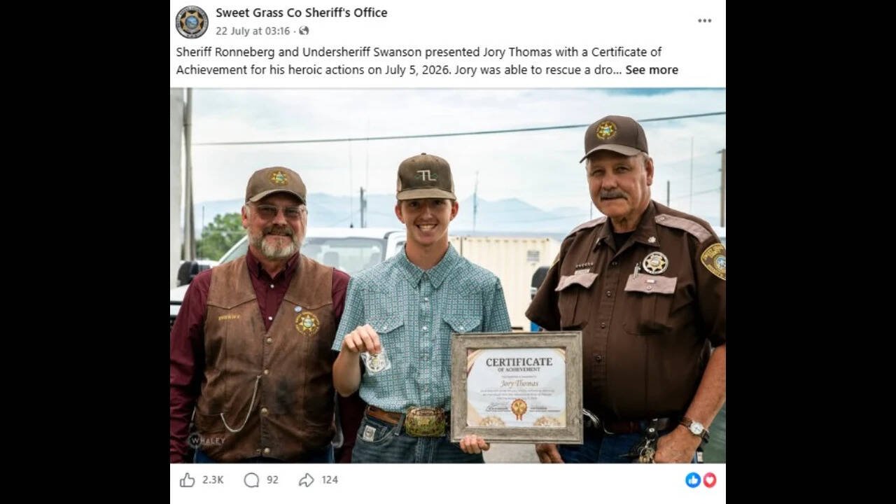 Thomas was awarded with a Certificate of Achievement for his heroic actions.