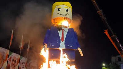 A lego effigy of Trump was seen being lit on fire at Khamenei's funeral Lego Trump funeral: Iranians target US president at Khamenei's burial