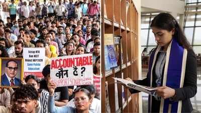 Protest over NEET paper leak case in Mumbai (left), and Manu Bhaker 'Heartbreaking to see the students suffer': Olympic medallist Manu Bhaker speaks out on paper leak protests, demands accountability