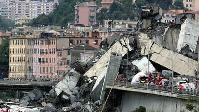 Visual of collapsed Morandi Bridge in Genoa (Source: Reuters) 30 convicted in Genoa bridge collapse after eight years