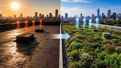 Green roofs offer a solution to urban heat by absorbing sunlight and releasing water. Vegetation shades surfaces and evapotranspiration naturally cools surrounding areas. These living roofs also manage rainwater and provide habitats for urban wildlife. Extensive and intensive systems cater to different building needs and budgets. Cities worldwide are adopting green roofs to combat rising temperatures and improve environments. Scientists reveal how green roofs lower rooftop temperatures by 40°F from heat traps to cooling systems