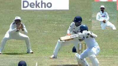 KL Rahul dropped a simple chance at first slip Blunder! KL Rahul's dropped catch proves costly for India in Colombo - WATCH