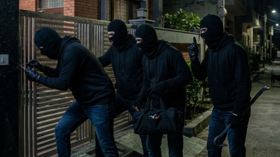 (AI image used for representative) A robbery took place when four masked intruders stormed the home of a senior advocate ‘Last time, we failed to open locker’: Masked men return to advocate’s house, loot over Rs 3 crore