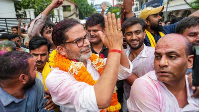 Prashant Kishor celebrates after winning the Bankipur Assembly bypoll (Image credit: PTI) A seat for JSP's 'school bag': Why Prashant Kishor's Bankipur win is a warning for both BJP and RJD