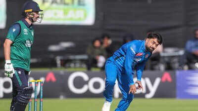 Rashid Khan in action during the second ODI against Ireland. (Pic credit: Afghanistan Cricket) IRE vs AFG 2nd ODI: Rashid Khan's six-for helps Afghanistan crush Ireland by 92 runs