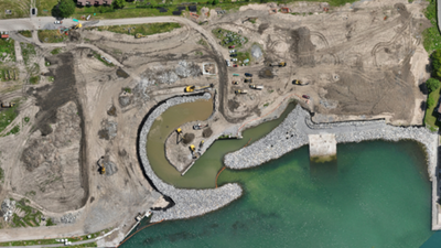 Niagara River AOC Habitat Restoration and Sediment Remediation Work In 2022, Buffalo completed the first emerald shiner passage on the Niagara River; four years later, baffles are being extended along another 700 feet of seawall