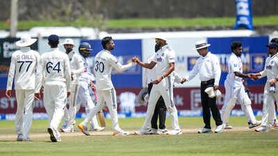 Indian player greet after winning the first Test cricket match between India and Sri Lanka, in Galle, Sri Lanka. (PTI Photo/Shailendra Bhojak) 'Tough when you don't play much Test cricket': Sri Lanka head coach Gary Kirsten after India loss