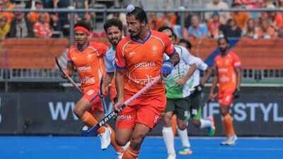 India's Dilpreet Singh in action during the World Cup Field Hockey pool D match between India and Pakistan in Amstelveen, Netherlands. India’s listless Hockey World Cup show sparks alarm