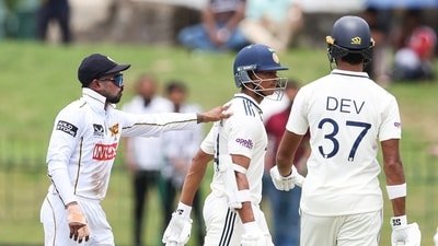 India's Yashasvi Jaiswal walks back to the pavilion after being dismissed by Sri Lanka's Asitha Fernando during Day 1 of the second Test cricket match (ANI Photo) India's Yashasvi Jaiswal walks back to the pavilion after being dismissed by Sri Lanka's Asitha Fernando during Day 1 of the second Test cricket match (ANI Photo)