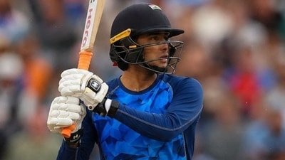 Abhishek Sharma scored 233 runs off 91 balls in a limited-overs domestic match. (X images) Abhishek Sharma scored 233 runs off 91 balls in a limited-overs domestic match. (X images)