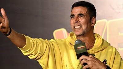 Akshay Kumar celebrated Independence Day in Mumbai.
(Photo by Sujit JAISWAL / AFP)
