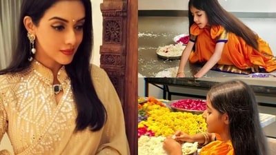 Asin shares glimpse of daughter Arin making Pookalam.