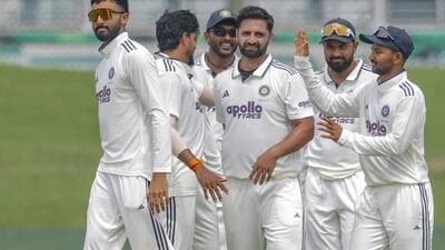Auqib Nabi celebrate a wicket during the unofficial Test series between India A and Sri Lanka A in Sri Lanka. (SLC/PTI) Auqib Nabi celebrate a wicket during the unofficial Test series between India A and Sri Lanka A in Sri Lanka. (SLC/PTI)