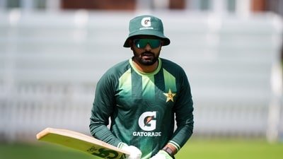 Babar Azam ahead of the second Test vs England. (Ben Whitley/PA via AP) Babar Azam ahead of the second Test vs England. (Ben Whitley/PA via AP)