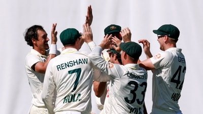 Australia celebrating a wicket in the second Test. (AFP) Australia celebrating a wicket in the second Test. (AFP)