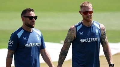 England head coach Brendon McCullum and Ben Stokes during practice (Action Images via Reuters)