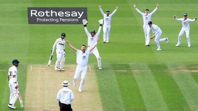 England's Ollie Robinson appeals successfully against Pakistan's Azan Awais on Sunday. (Action Images via Reuters)