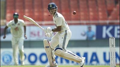 File image of Yashasvi Jaiswal plays a shot on day one of a Test cricket match between India and Afghanistan, in Mullanpur, Saturday. (PTI) File image of Yashasvi Jaiswal plays a shot on day one of a Test cricket match between India and Afghanistan, in Mullanpur, Saturday. (PTI)