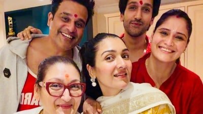 Krushna Abhishek celebrated Raksha Bandhan with Sunita Ahuja and family. Krushna Abhishek celebrated Raksha Bandhan with Sunita Ahuja and family.