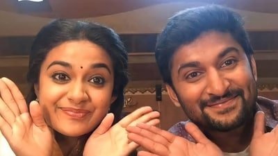 Keerthy Suresh and Nani have acted together in 2 films but have been friends for years. Keerthy Suresh and Nani have acted together in 2 films but have been friends for years.