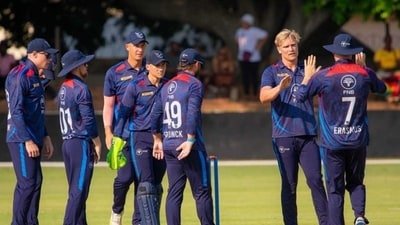 Namibia shock South Africa to seal famous 18-run T20I win (X Image) Namibia shock South Africa to seal famous 18-run T20I win (X Image)