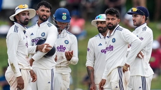 IND vs SL Live score India's Saransh Jain along with captain Shubman Gill, KL Rahul and others wait for the decision of third umpire for a wicket on day three IND vs SL Live score India's Saransh Jain along with captain Shubman Gill, KL Rahul and others wait for the decision of third umpire for a wicket on day three