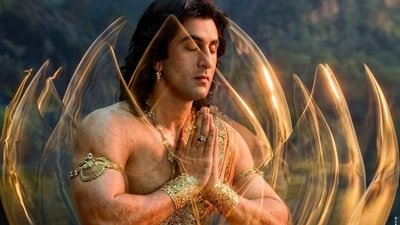 Ranbir Kapoor in a still as Ram in Nitesh Tiwari's Ramayana.