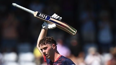Rocky Flintoff appears to be the next big thing in English cricket. (X images) Rocky Flintoff appears to be the next big thing in English cricket. (X images)