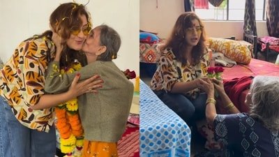 Shilpa Shinde celebrates with elderly people at her shelter home after Lock Upp 2. Shilpa Shinde celebrates with elderly people at her shelter home after Lock Upp 2.