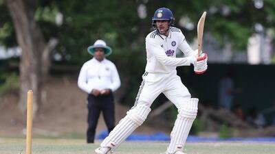 Shubman Gill in action during the warm-up match in Colombo on Sunday. (Pankaj Nangia / CREIMAS for BCCI)
