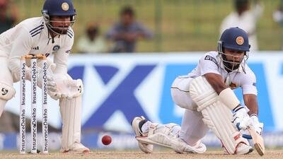 Sri Lanka batter Sonal Dinusha plays a shot on Day 3 of the second Test against India at the Sinhalese Sports Club Ground in Colombo on Tuesday. (ANI Photo)